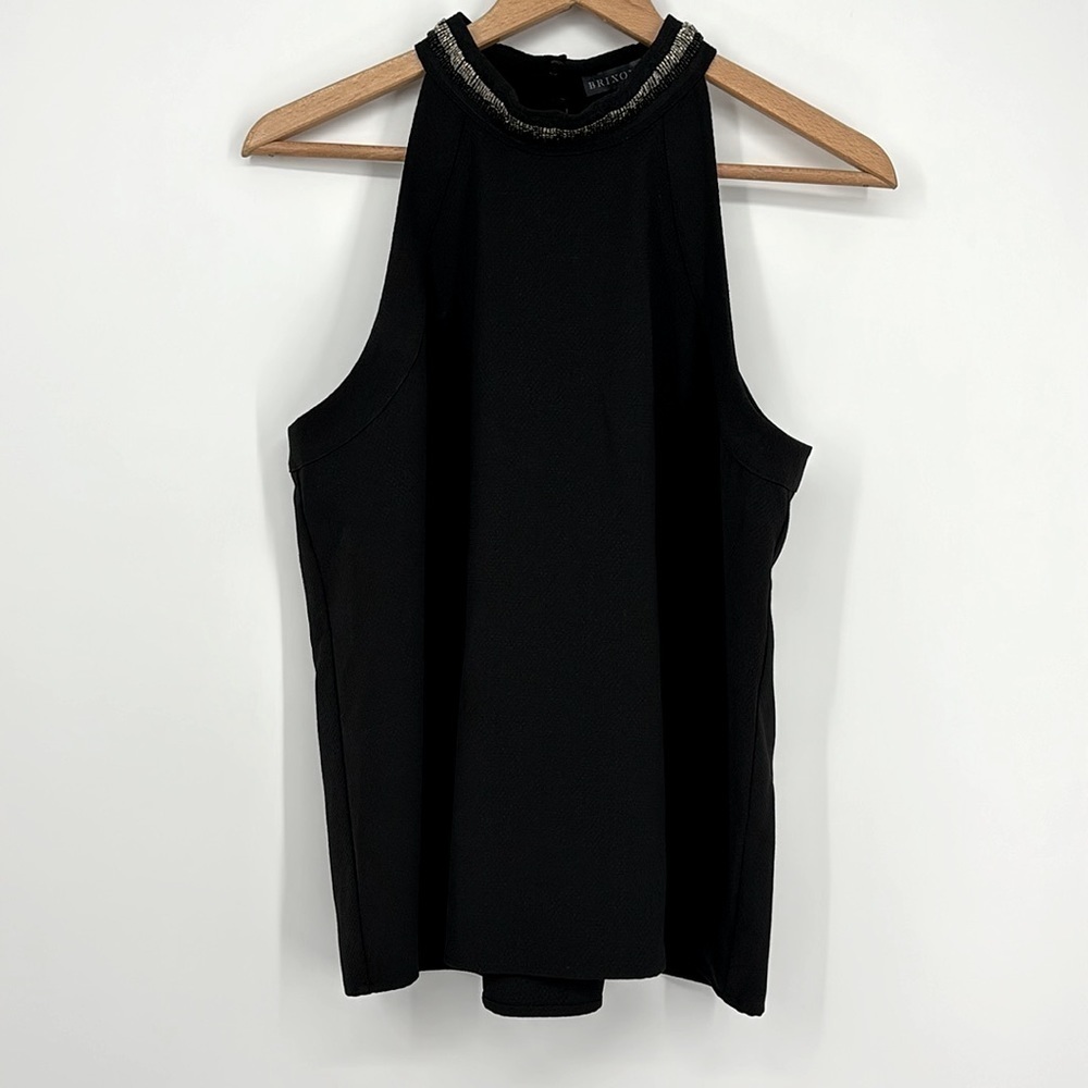 Brixon Ivy Yuri Embellished Halter Top Black Size Large New with tags!
